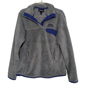 Patagonia Snap T Pullover Womens Size Small Gray Polartec Fleece Pockets Jacket